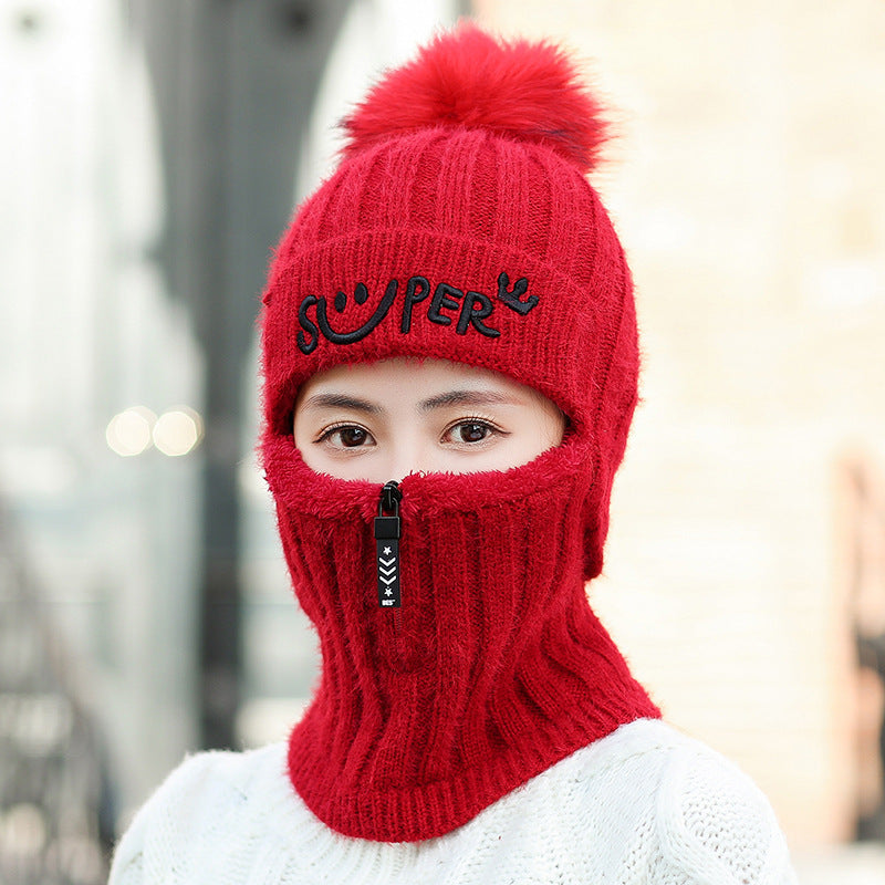 Winter knitted ear protection hat