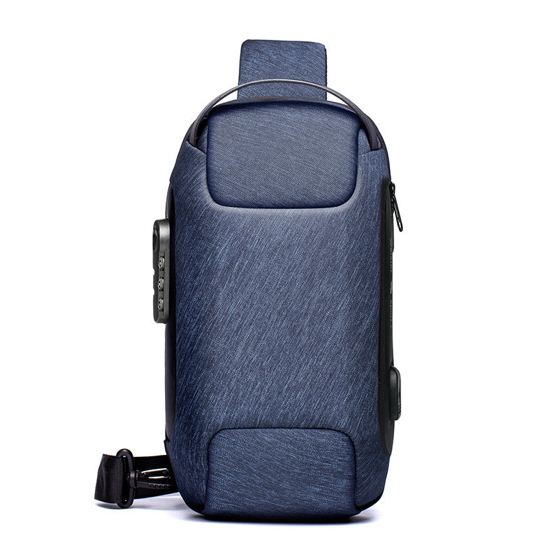 Waterproof USB Anti-theft Bag Men Oxford Crossbody Shoulder Bag Sling Multifunction Short Travel Messenger Chest Pack